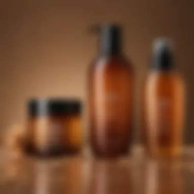Hair Care Products for Caramel Hues A close-up of hair care products specifically designed for maintaining caramel hues.