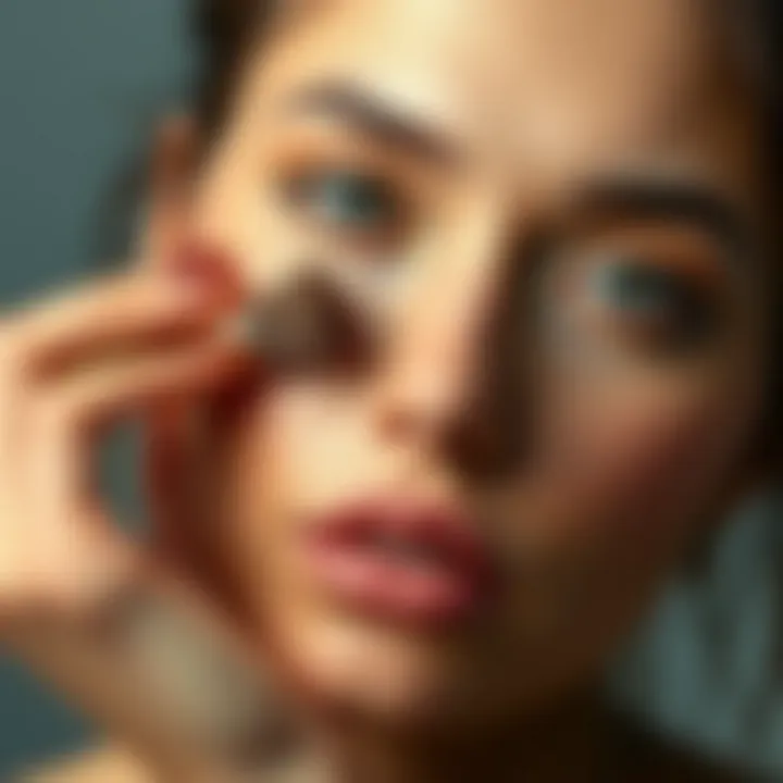 Foundation Application for Radiant Warm Skin Close-up of a model applying foundation that complements warm undertones