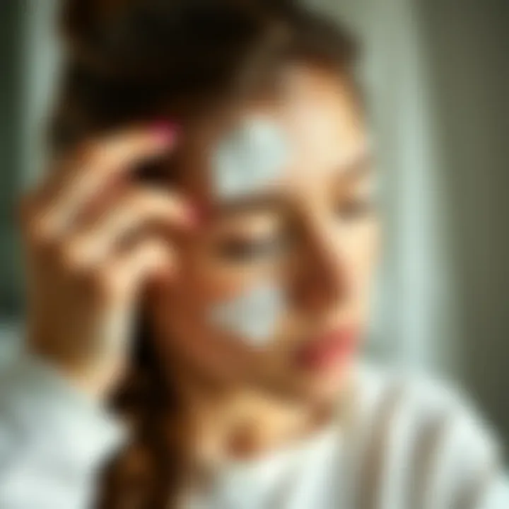 Applying Treatment for Dandruff Relief An individual applying a hair care treatment to reduce dandruff