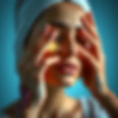 Applying Serum in Skincare Routine Hands applying serum on a glowing face showcasing skincare routine.