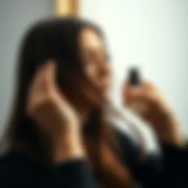 Application of Straightening Serum Applying a straightening serum to damp hair