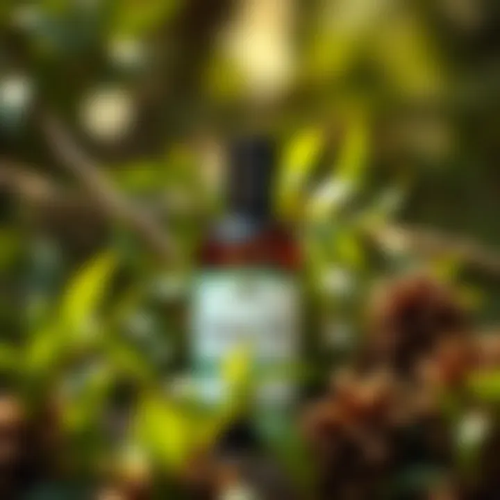 Argan oil bottle amidst nature for natural hair care