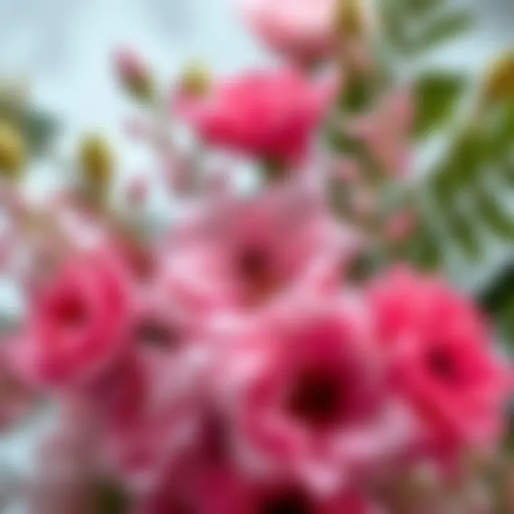 Artistic arrangement of flowers in pink and matching hues