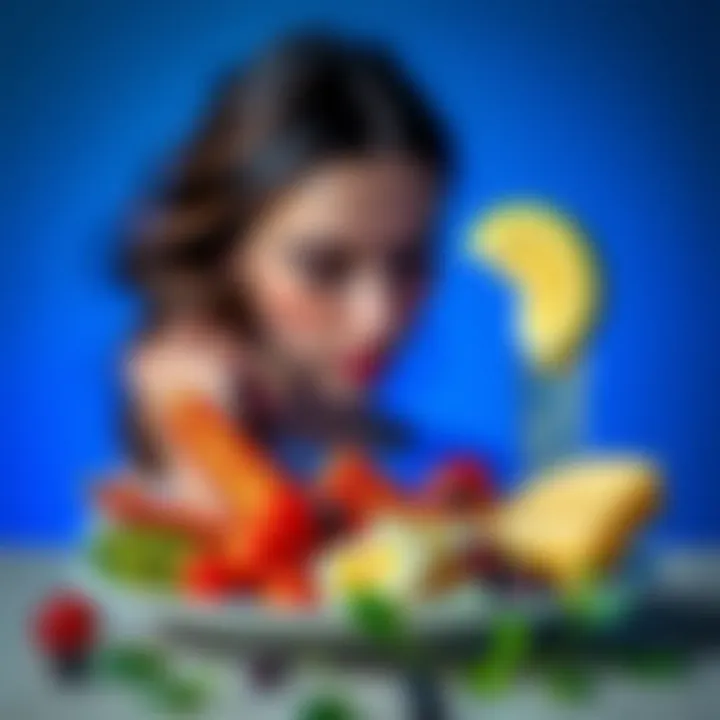 Illustration of a balanced diet supporting hair and nail health