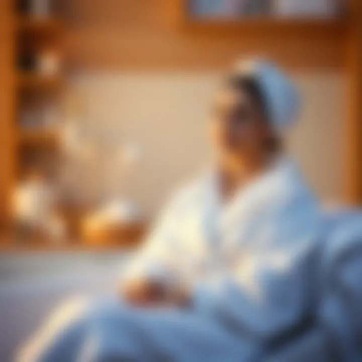 Relaxing atmosphere with a bathrobe and spa elements