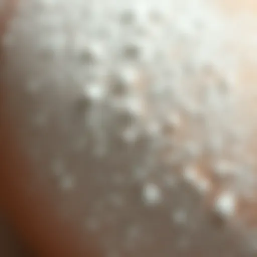 Close-up of baby powder texture on smooth skin