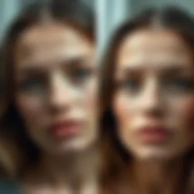 Before and after using BB cream on oily skin