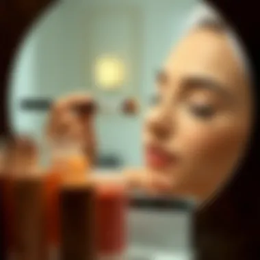 Applying Concealer for Flawless Finish An elegant display showing a user applying concealer with a brush