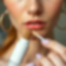 A close-up of a high-quality concealer applied on a blemish