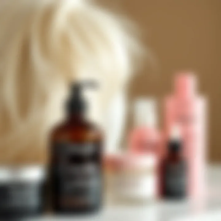 Essential Care for White Hair Close-up of hair care products suitable for white hair