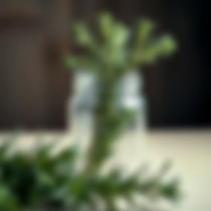 Aesthetic arrangement of rosemary in a glass container