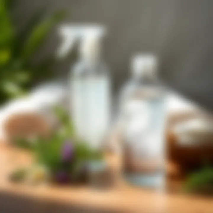 Rosemary Water for Hair Care A vibrant hair care setup with rosemary water as a treatment