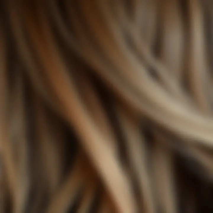 Balayage Detail in Hair Close-up of hair strands with balayage technique