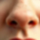 Close-up of dry skin near the nose