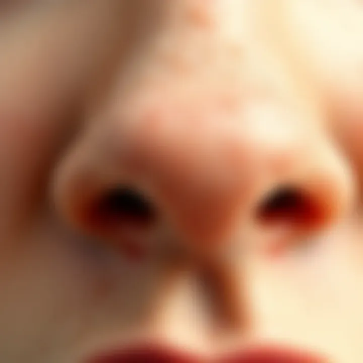 Dry Skin Near the Nose Close-up of dry skin near the nose