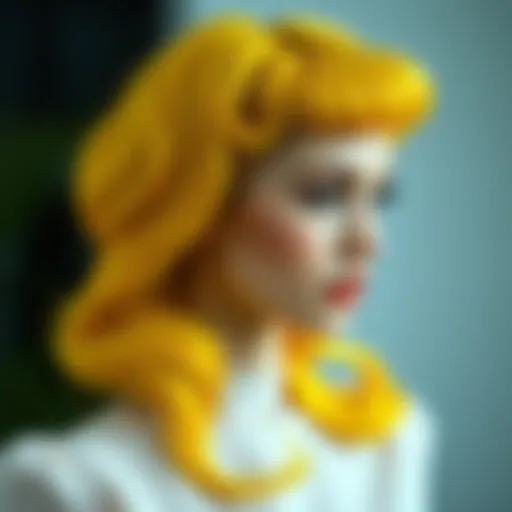 Vibrant yellow hair styled elegantly