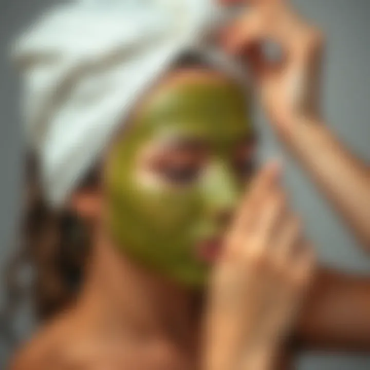 Applying Tea Tree Hair Mask A person applying a hair mask made from tea tree leaves
