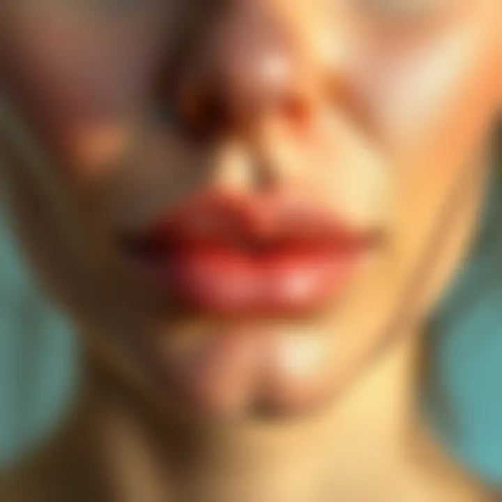 Close-up of skin glowing after skincare routine