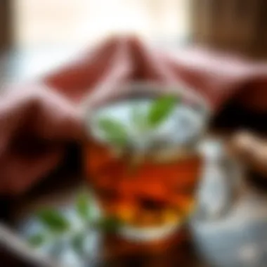 Close-up of a soothing herbal tea