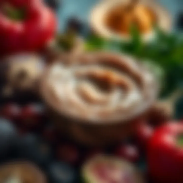 Close-up of a rich, creamy hair mask in a bowl surrounded by fresh ingredients