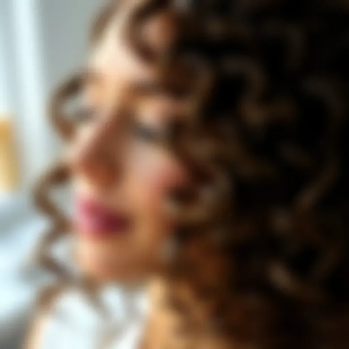 Woman enjoying a hair treatment with a focus on healthy, shiny curls