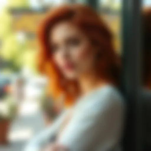 Demet Özdemir with vibrant red hair showcasing her bold style choice