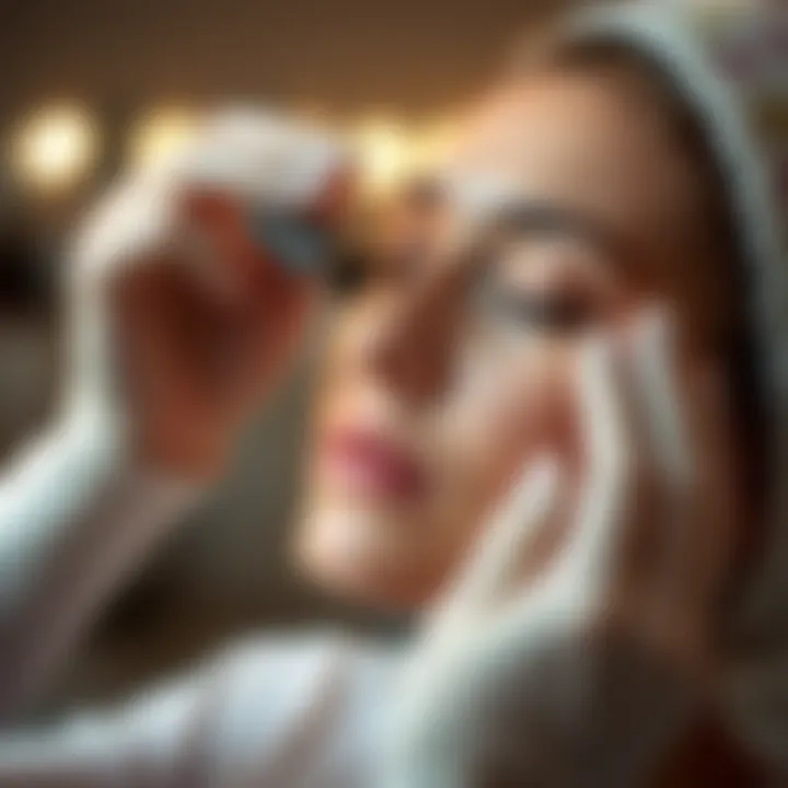 User applying the serum with precision