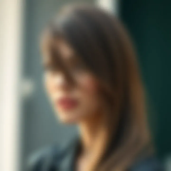 Textured straight hair with a side part