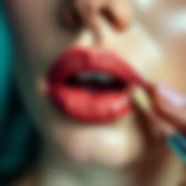 Indulging in Lip Care with Scrubs Luxurious lip care routine showcasing a scrub application