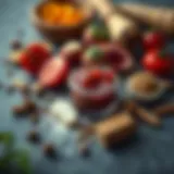 Natural Ingredients for Lip Scrubs Exquisite lip scrub ingredients beautifully arranged