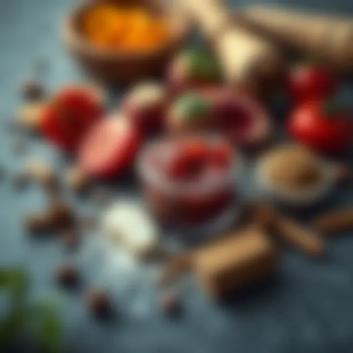 Natural Ingredients for Lip Scrubs Exquisite lip scrub ingredients beautifully arranged