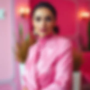 Elegant outfit featuring pink and complementary colors