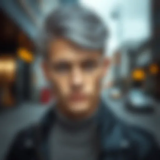 Trendy Male Model with Ash Color Hair Stylish ash color hair on a trendy male model