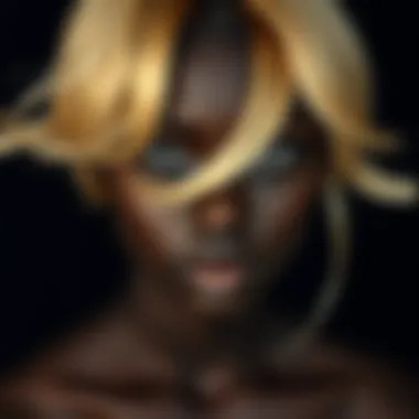 Shades of Blonde on Dark Skin An artistic representation of various shades of blonde hair against a dark skin backdrop