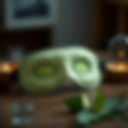 Cucumber Eye Mask for Refreshing Skin A soothing cucumber eye mask on a wooden table.
