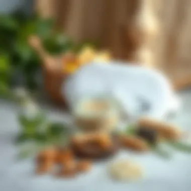 Natural Ingredients for Eye Care A serene setting with natural ingredients for an eye mask.