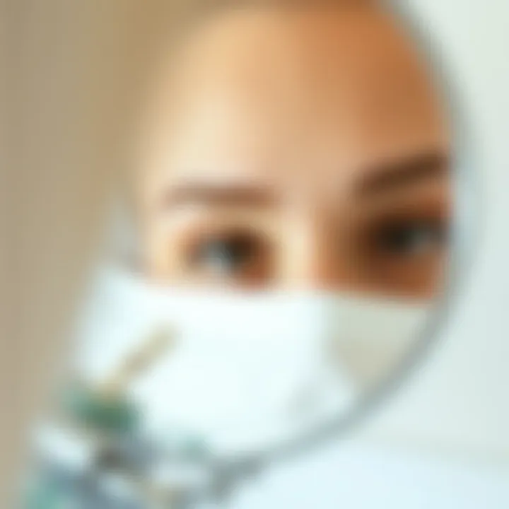 A mirror reflecting a well-maintained eyebrow routine