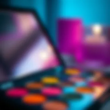 Palette of vibrant eyeshadow colors