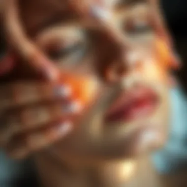 Close-up of facial massage techniques.