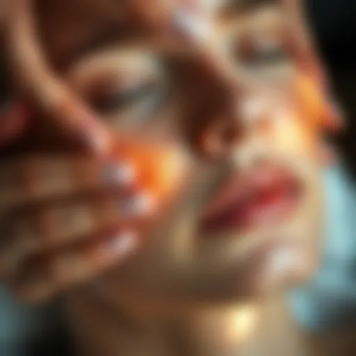 Close-up of facial massage techniques.