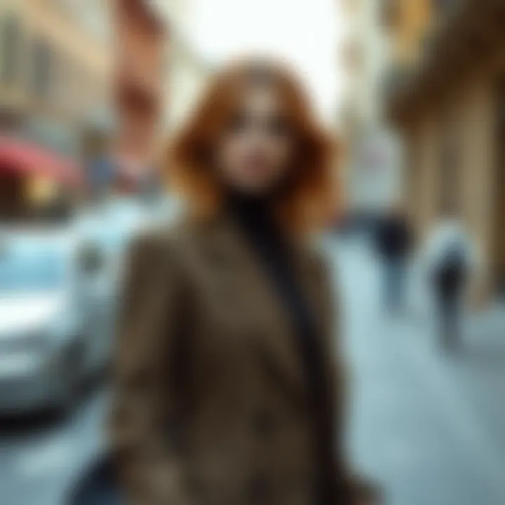 Fashionable outfit complementing bronze hair