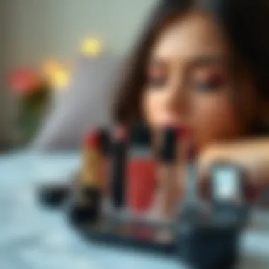 Essential Makeup Products for Evening A collection of essential makeup products for a stunning evening appearance