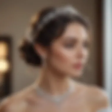 Bridal hairstyle adorned with accessories, emphasizing the charm of water waves