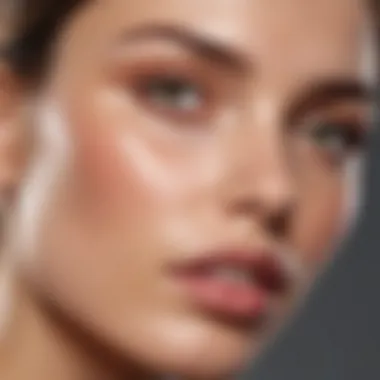 A close-up of glowing skin after applying hyaluronic acid and vitamin C