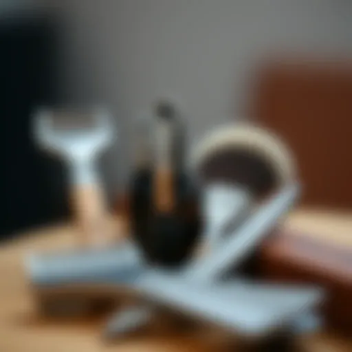Essential Grooming Tools for Beard Trimming Close-up of classic grooming tools