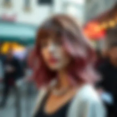 Trendy Hair Color Transformation Stylish woman with a trendy hair color transformation