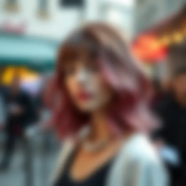 Trendy Hair Color Transformation Stylish woman with a trendy hair color transformation