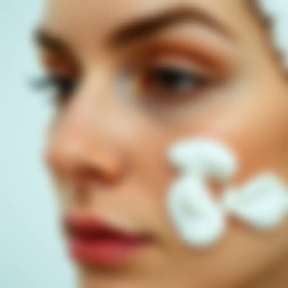 Cream application on facial skin