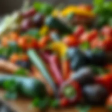 Colorful vegetables arranged on a wooden table