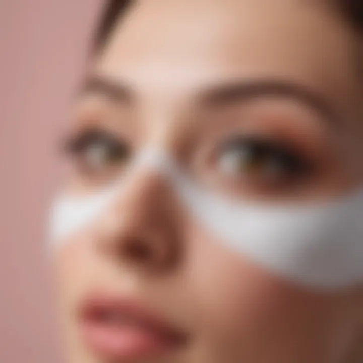 A detailed view of the ingredients list on an under-eye mask packaging.